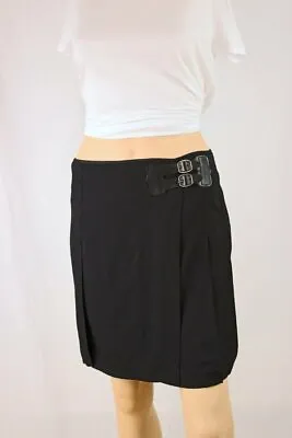POLO By Ralph Lauren Black Crepe Pleated Skirt W/ Leather Buckle~Kilt Style~NWT~ • $40