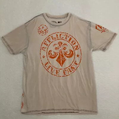 Affliction Live Fast Shirt Mens 2XL Short Sleeve Fleur De Lis Rock Y2K USA Made • $22.97