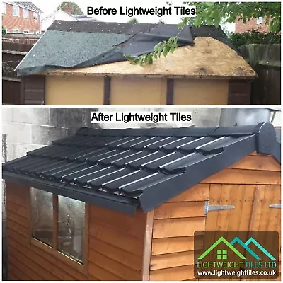 £489.99 • Buy SHED ROOF TILE KIT 12x8|Recycled Plastic Roofing Tile Sheets|Ridge|DryVerge|Scre