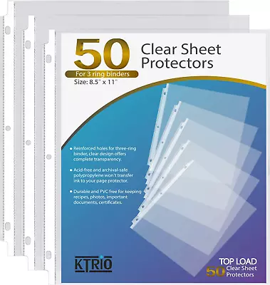 500 Sheet Protectors 8.5 X 11 Inch Clear Page Protectors For 3 Ring Binder 50 • $9.12