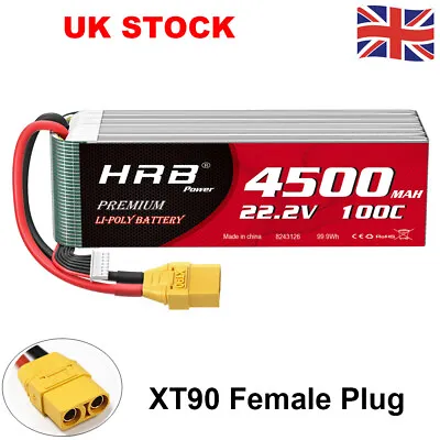 HRB 6S 22.2V 4500mAh 100C XT90 LiPo Battery For RC Drone Helicopter Truck Boat • £67.99