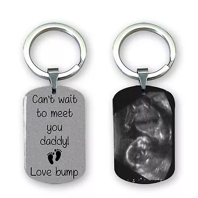 Daddy To Be Gift Custom Fathers Day Keyring - Can't Wait To Meet You From Bump • £5.99