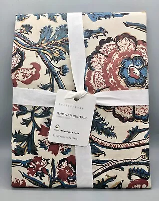 NWT Pottery Barn Haylie Organic Cotton Fabric Shower Curtain Warm Floral 72” • $69.95