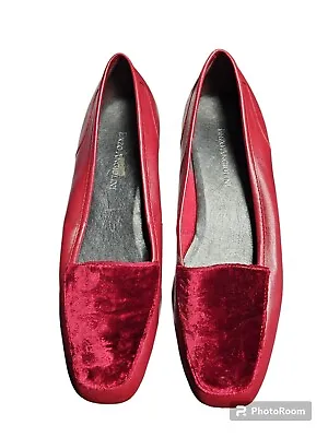Enzo Angiolini Women's Red Leather Fur Flats Size 5.5M • $15