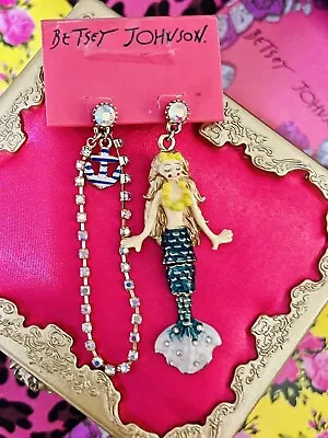 NWT Betsey Johnson Crabby Couture Collection Mismatched Mermaid Earrings RARE • $150