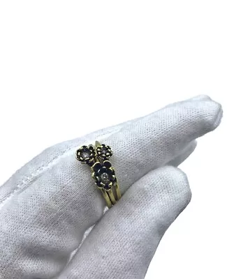 Meira T Flower Round Diamond Stackable Three In One 14Kt Yellow Gold Ring • $485