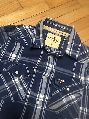 VtG Men’s Hollister Shirt Western Pearl Snap Button Plaid Double Pockets Size M • $9.49