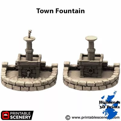 Town Fountain Scatter Terrain Tabletop Gaming 3DPrint 32/28/20/15/10mm • £7.64