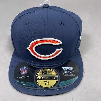 Chicago Bears Hat Cap Mens 7 3/8 Blue Fitted New Era 59Fifty On Field Da Bears • $18.17