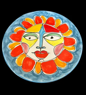 CERAMIC LA MUSA ITALIAN HANDPAINTED LARGE FACE PLATE Wall Hanging 13” Signed • $85