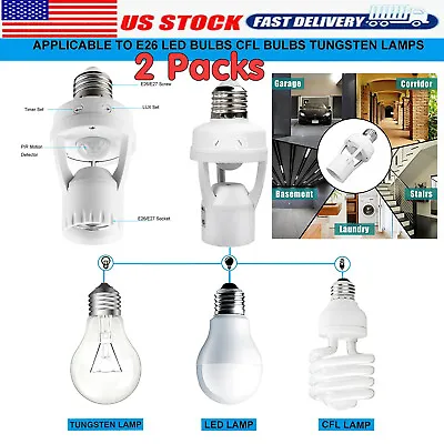 2X Infrared PIR Motion Sensor Bulb Holder E27 LED Light Lamp Socket Base Adapter • $12.85