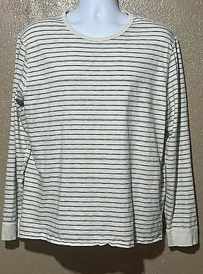 J.Crew Knit Goods Shirt Mens L Blue White Striped Long Sleeve Knit Stretch • $14