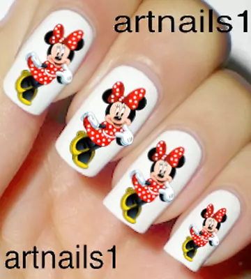 Disney Minnie Mouse Polka Dot Red Nail Art Water Stickers Manicure Salon Polish • $4.99