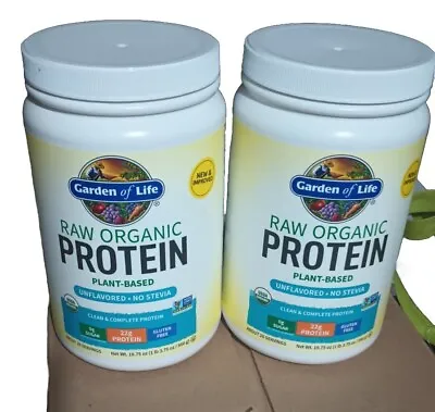 (2)New* Garden Of Life - Raw Organic Protein - Plant-Based - Unflavored (20 Oz.) • $65