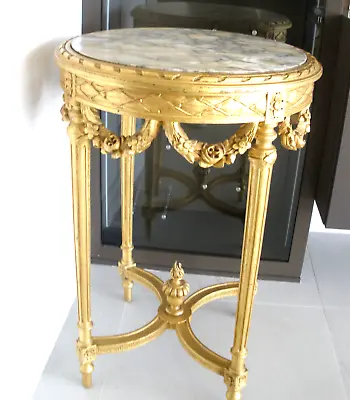 Stunning $15k French Antique 18th C Gilt Carved Marble Top Center Of Side Table • $2800