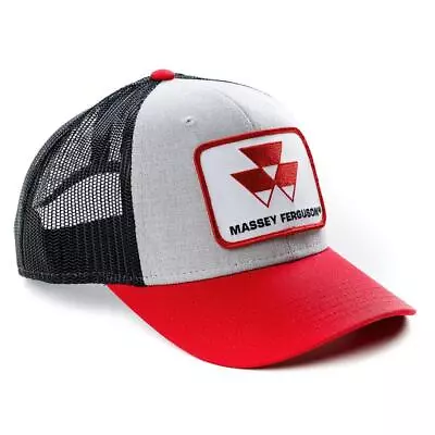 Massey Ferguson Logo Hat Heather Gray With Red Brim And Black Mesh MF62 • $25.99