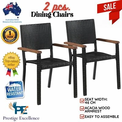 Outdoor Dining Chairs Patio Garden Furniture Poly Rattan Wicker Bistro Chair AU • $179.36