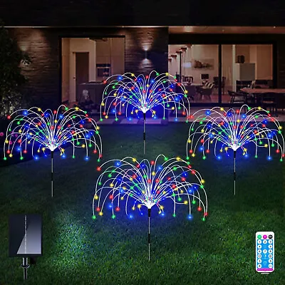 £13.99 • Buy 4x120 LED Fireworks Lights Garden Outdoor Wall Fence Light Solar Powered Lamp