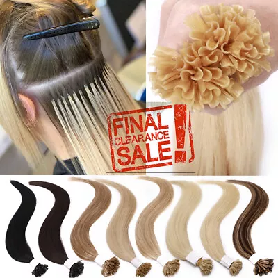 Blonde 1g/0.5g Pre Bonded Glue Nail U Tip Remy Human Hair Extensions  Fusion US • $40.93