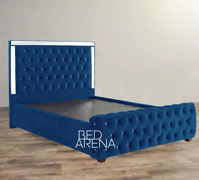 £999.99 • Buy Luxury Plush Velvet Mirror Bed Chesterfield Bed Double Bed, King, Super King
