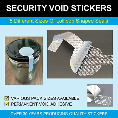 Jar Lid VOID Lollipop Shaped Tamper Proof / Tamper Evident Security Seals • £236.25