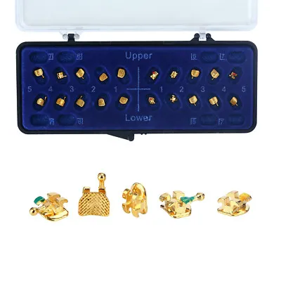 Dental Orthodontic Metal Brackets Braces 24K Gold Plated Roth.022 3 4 5Hook Mini • $11.03