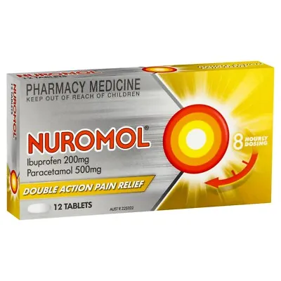 Nuromol 12 Tablets Dual Action Pain Relief Ibuprofen 200mg Paracetamol 500mg • $18.85