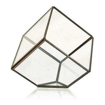 £14.99 • Buy Terrarium Vase Glass & Brass Diamond Lantern Bowl Hydroponic Plant Indoor Garden
