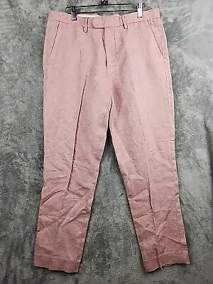 J. Crew Bowery Baird McNutt Irish Linen Light Pink Men’s Pants Slim W33 L30 • $25