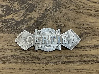 Antique Silver  Name Brooch GERTIE  Hallmarked Birmingham 1910 • £39.61