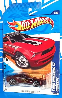 Hot Wheels 2011 HW Main Street #162 Ford Mustang GT Concept Burgundy W/ PR5s • $3.60