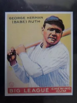 (1) 1933 Goudey Big League Chewing Gum Babe Ruth #53 - REPRINT - RNL2833 • $4.99