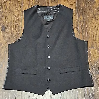 Pronto Uomo Platinum 100% Wool Vest Waistcoat Mens Medium Black V-Neck Classic • $18.99