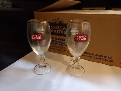 £4 • Buy 2 X STELLA ARTOIS CHALICE BEER LAGER GLASSES HALF PINT 10oz NEW