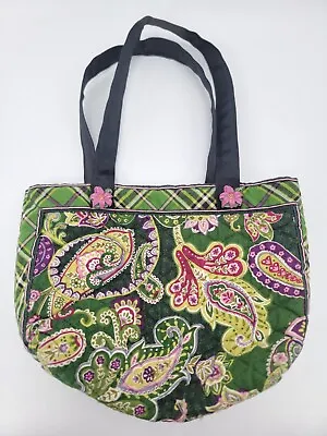 Vera Bradley Chelsea Green Paisley Small Tote Bag No Closure 11.5 X8.5  • $11.97