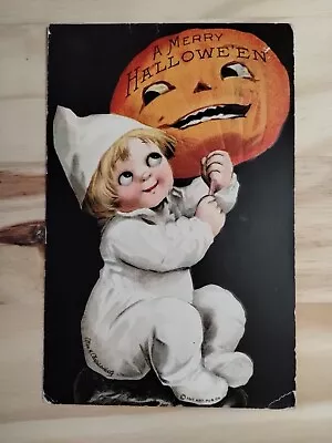 Vintage Halloween Postcard Clapsaddle Baby And Pumpkin • $9.99