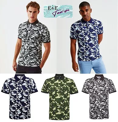 Camo  Polo Shirt Top Tee Top Camouflage Military Army S - XXXL Plain Top • £13.95