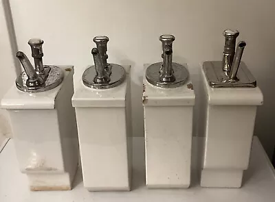 4 Vntg Stanley Knight Ice Cream Parlor Syrup Dispenser Pump Fountain Soda Malt • $199.99