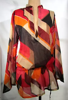 MONIQUE LESHMAN Silk Beach Coverup Blouse Size Medium • $34.99