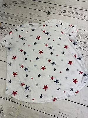 Maurices Women’s T-Shirt 1X Americana Patriotic White Red & Blue Stars • $7.13