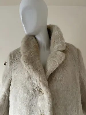 Silver Sable Fake Fur Coat Size 18 Mid Length Button Down Free Uk Delivery VGC • £35