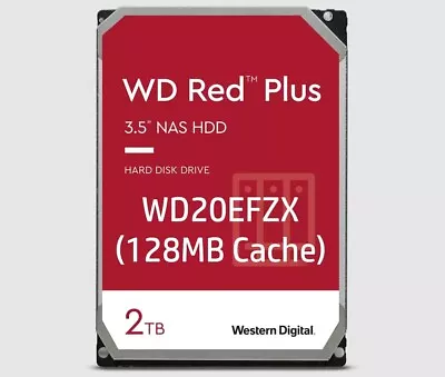 2TB WD Red PLUS WD20EFZX (128MB Cache) NAS Hard Drive 3.5  HDD SATA III #a0 • £82.50