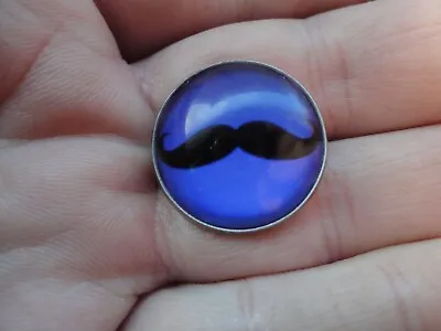 £3.99 • Buy Moustache Antique Style Domed Glass Pin Badge Brooch Black  Purple Zps