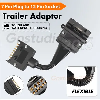 $18.87 • Buy 7 Pin Flat Plug To 12 Pin Socket Female & Male Adaptor Trailer Caravan Connector