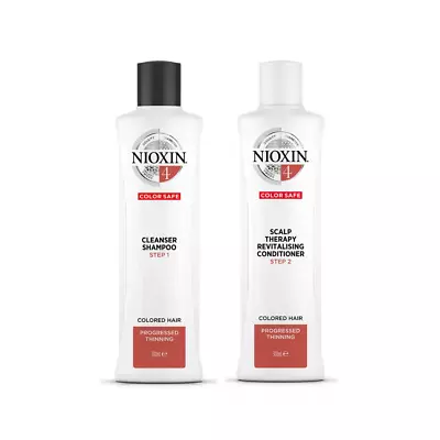 Nioxin System 4 Coloured Hair & Progressed Thinning Shampoo & Conditioner 300ml • $84.55