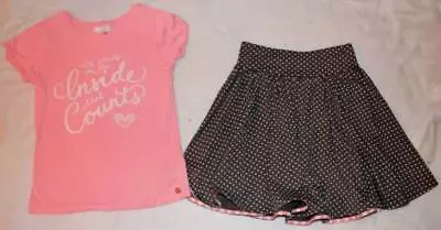 Matilda Jane Hello Lovely Pink Inner Beauty Shirt Top Dozen Of Dots Skirt 12 Yrs • $49.99