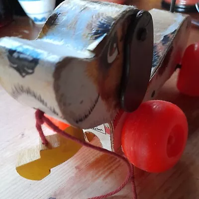 £5 • Buy Vintage Fisher Price Pull Along Wooden Dog. 1963