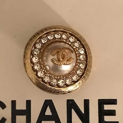 Stunning Gold Chanel Button  With Crystal & Faux Pearl & Gold Iconic CC Logo • £35