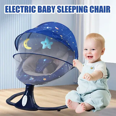 Bluetooth Remote Electric Baby Chair Swing Infant Cradle Bouncer Rocker Music UK • £65.79