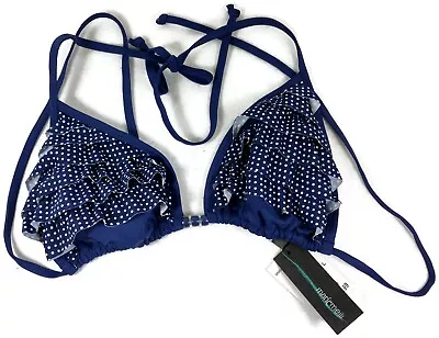 Womens Bikini Top Blue Polka Dot Ruffle Triangle Size Large MARIE MEILI - NWT • £9.63